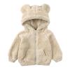 Toddler Kids Girls Boys Full Zip Up Fleece Hooded Jacket Coat Bear Ear Long Sleeve Thick Boys Zip (Beige, 12-24 Months) view 1