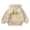 Toddler Kids Girls Boys Full Zip Up Fleece Hooded Jacket Coat Bear Ear Long Sleeve Thick Boys Zip (Beige, 12-24 Months) view 2