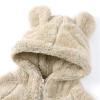 Toddler Kids Girls Boys Full Zip Up Fleece Hooded Jacket Coat Bear Ear Long Sleeve Thick Boys Zip (Beige, 12-24 Months) view 4