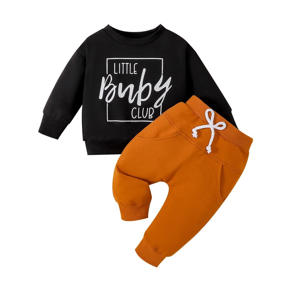 Kids Boys Casual Long Sleeves Cute Letters Prints Sweatshirts Top Pants 2pcs Set Outfit Baby Boy (Navy, 2-3 Years)