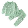 Newborn Infant Baby Girls Cotton Print Flower Autumn Dinosaur Long Sleeve Pants Squiggles Baby (Green, 9-12 Months) view 1