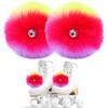 2 Pieces Roller Skate Pom Poms for Women Girls Princess Tie-on Ice Skate Pompom Puff Balls with Jingle Bells Fuzzy Pom Poms for Quad Roller Skate Accessories view 1