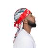 4PCS Silky Durags for Men 360 Waves, Designer Do Rag, 1 Wave Cap (CamouGray Blue Black Red) view 2