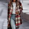 Women's Casual Woolen Long Plaid Jackets Button Up Trendy 2022 Fall Flannel Shacket Jacket Oversized Lapel Coats Cardigan B-Khaki view 2