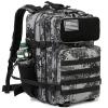 QT&QY Military Tactical Backpacks For Men Army Molle Daypack 45L Large 3 Day Bug Out Bag Gym Rucksack With Bottle Holder Black Camo view 1