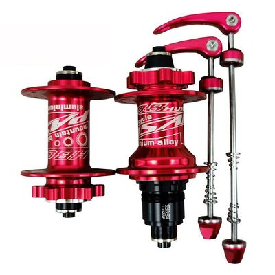 HSQMA MTB Bike Disc Brake Hubs 32 Holes Bicycle Bearing Hub 120 Clicks 6 Claws QR 100/135mm Front Rear Hub Set XD/XDR 11 12 Speed (Color : 32H Red)
