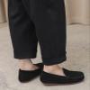 DADAWEN Toddler Little Kid Boys Girls Soft Suede Leather Slip On Flat Boat Dress Shoes Wedding Church Oxford Shoes Loafers Black US Size 2 M Little Kid view 3