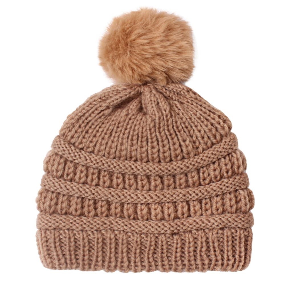 Baby Beaniess Hat, Infant Newborn Toddler Winter Warm Knit Pompom Cap for Little Boys Girls, Winter (Coffee, One Size)
