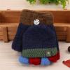 Toddler Soft Convertible Flip Top Fleece Color Block Gloves Kids Baby Boys Girls Winter Warm Knit (Navy, One Size) view 3