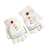 Cartoon Convertible Flip Top Gloves Toddler Kids Winter Wool Knit Fingerless Gloves with Mitten Cover (White, One Size) view 1