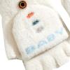 Cartoon Convertible Flip Top Gloves Toddler Kids Winter Wool Knit Fingerless Gloves with Mitten Cover (White, One Size) view 2