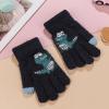 Toddler Winter Mittens Kid Gloves Stretch Full Finger Winter Protection Warm Knit Gloves for Boys (Dark Blue, One Size) view 2