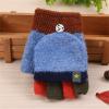 Toddler Soft Convertible Flip Top Fleece Color Block Gloves Kids Baby Boys Girls Winter Warm Knit (Blue, One Size) view 2