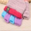 Toddler Soft Convertible Flip Top Fleece Color Block Gloves Kids Baby Boys Girls Winter Warm Knit (Blue, One Size) view 3