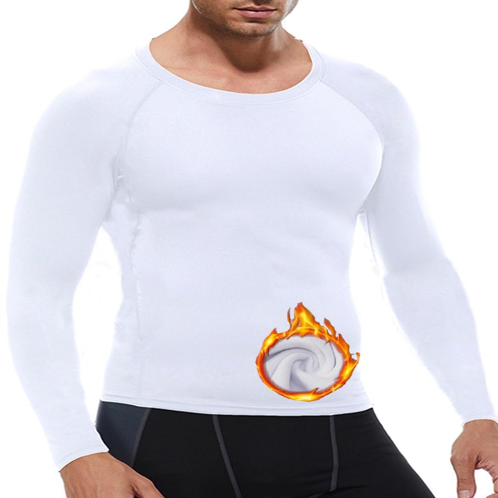Yuerlian Men's Compression Shirts Long Sleeve, Base-Layer Tops Quick Dry Workout Crewneck T Shirts Sports Running Tops 1 Pack