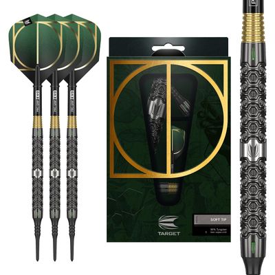 Target Darts Cult 11 19G 90% Tungsten Soft Tip Darts Set, Black, Green and Gold (CULTSOFT)