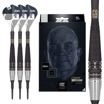 Target Darts Phil Taylor Power 9-Five Gen 9 18G 95% Tungsten Soft Tip Darts Set, Black and Silver (9FIVEGEN9SOFT)