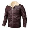 Maiyifu-GJ Men Sherpa Lined Faux Leather Jacket Winter Fleece Lapel Motorcycle Coat Vintage Fur Collar Jacket Leather Jacket (Brown,XX-Large) view 1
