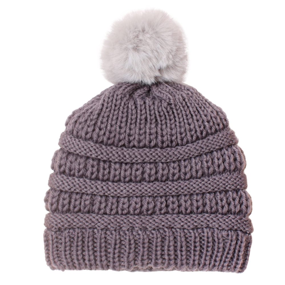 Baby Beaniess Hat, Infant Newborn Toddler Winter Warm Knit Pompom Cap for Little Boys Girls, Winter (Grey, One Size)