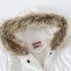 winying Kids Girls Medium Long Puffer Jacket Metallic Glitter Long Sleeve Winter Coat with Faux Fur Hooded White 5-6 Years view 3