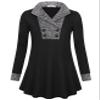 Bebonnie Womens Fall Fashion 2024, Ladies Sweaters Long Sleeve Casual Business Notch V Neck Work Outfits for Women Office Sweatershirts Pullover Tunic Tops to Wear with Leggings Multicolor Black L view 2