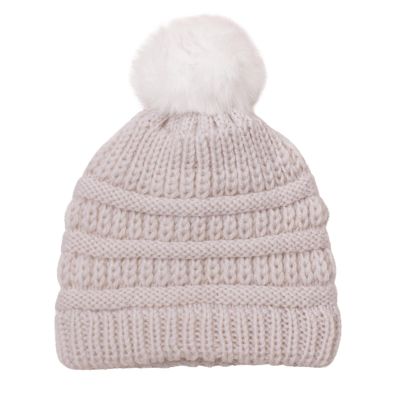 Baby Beaniess Hat, Infant Newborn Toddler Winter Warm Knit Pompom Cap for Little Boys Girls, Winter (Beige, One Size)