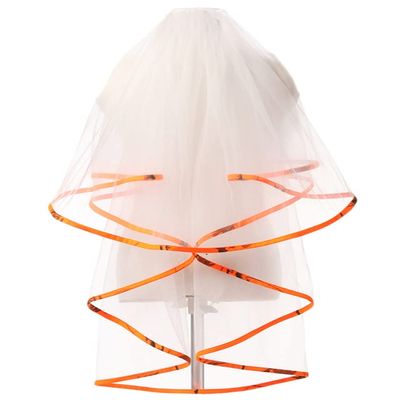 YINGJIABride Orange Camo Trim Wedding Veils Bridal Veil Halloween Cosplay Accessory(Light Ivory)