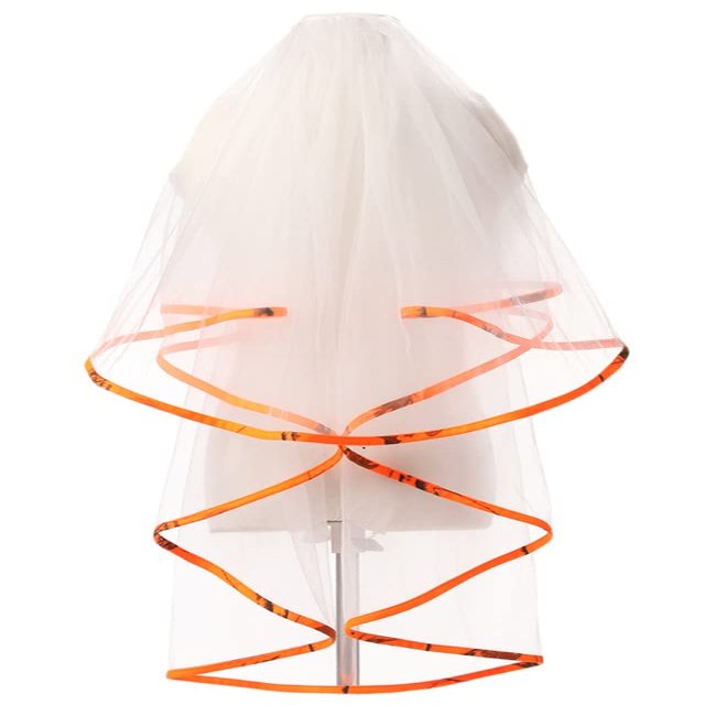 YINGJIABride Orange Camo Trim Wedding Veils Bridal Veil Halloween Cosplay Accessory(Light Ivory)