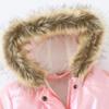 winying Kids Girls Medium Long Puffer Jacket Metallic Glitter Long Sleeve Winter Coat with Faux Fur Hooded Pink 7-8 Years view 4