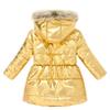 Oyolan Kids Girls Metallic Shiny Jacket with Faux Fur Hooded Trim Zipper Winter Windproof Outwear Gold 11-12 Years view 2