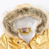 Oyolan Kids Girls Metallic Shiny Jacket with Faux Fur Hooded Trim Zipper Winter Windproof Outwear Gold 11-12 Years view 3