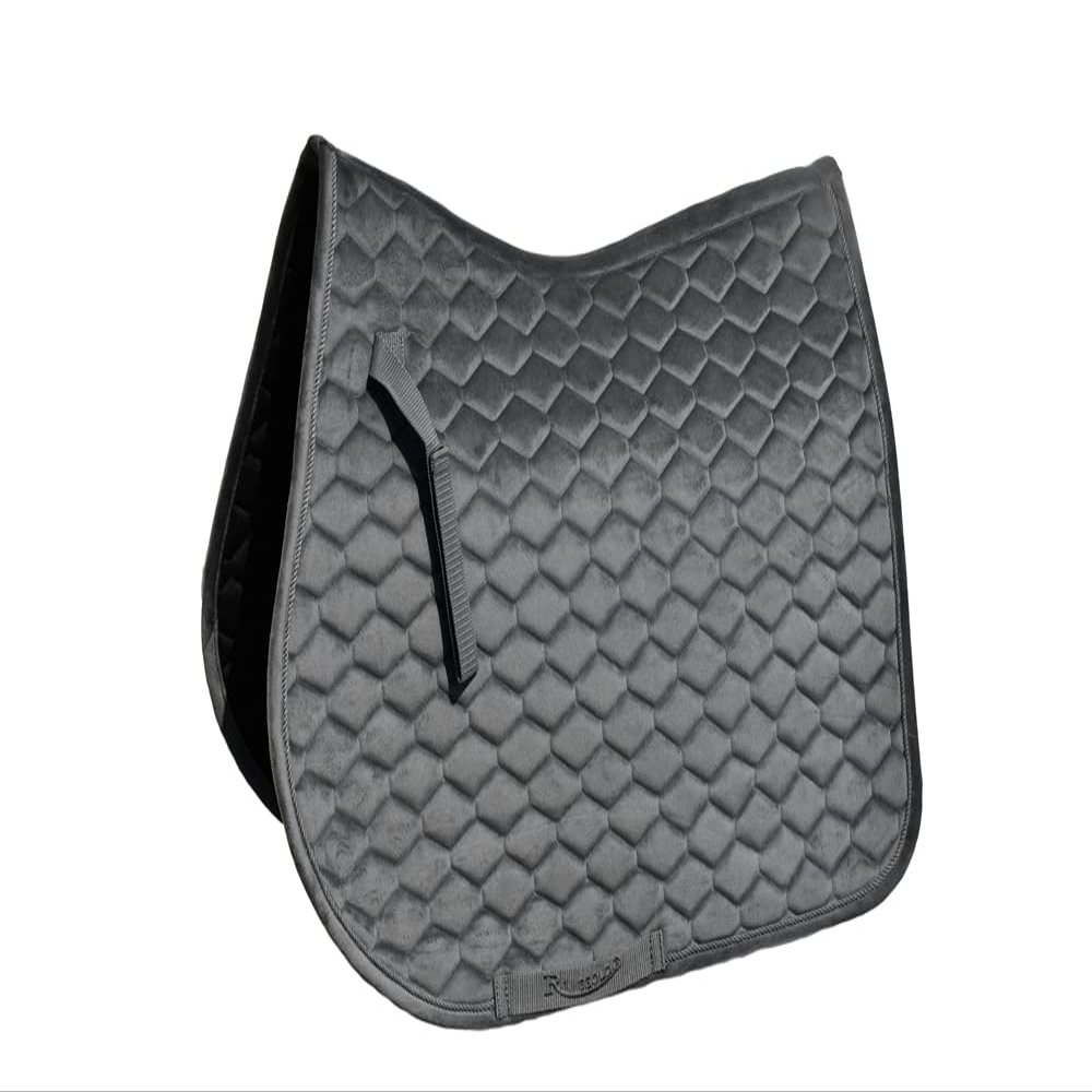 Rhinegold Velvet Hexagon GP Saddle Pad-Pony-LavaGrey
