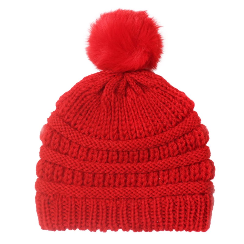 Baby Beaniess Hat, Infant Newborn Toddler Winter Warm Knit Pompom Cap for Little Boys Girls, Winter Warm (Red, One Size)