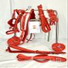 AMAZING HORSE STUFF Nylon Horse Driving Harness | Carved Chrome studds on Saddle and Bridle | Full | Cob | Pony | Shetland | Mini | Red & White | (Cob) view 1