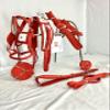 AMAZING HORSE STUFF Nylon Horse Driving Harness | Carved Chrome studds on Saddle and Bridle | Full | Cob | Pony | Shetland | Mini | Red & White | (Cob) view 2