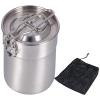 Beufee Stainless Steel Camping Pot, 1L Outdoor Coffee Maker Cup French Press Coffee Maker Camping Cooking Pot with Foldable Handle Lid for Hiking view 1
