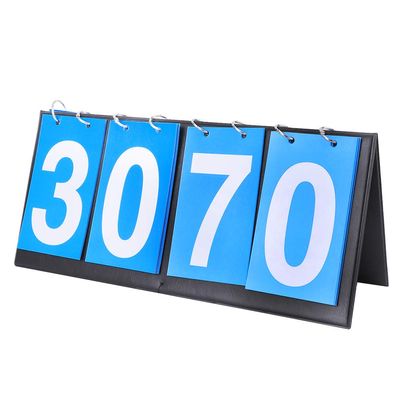 Scoreboard, 14.2x6.4in Score Keeper 4 Digital Table Top Flipper Scoreboard for Basketball Tennis Badminton Sports