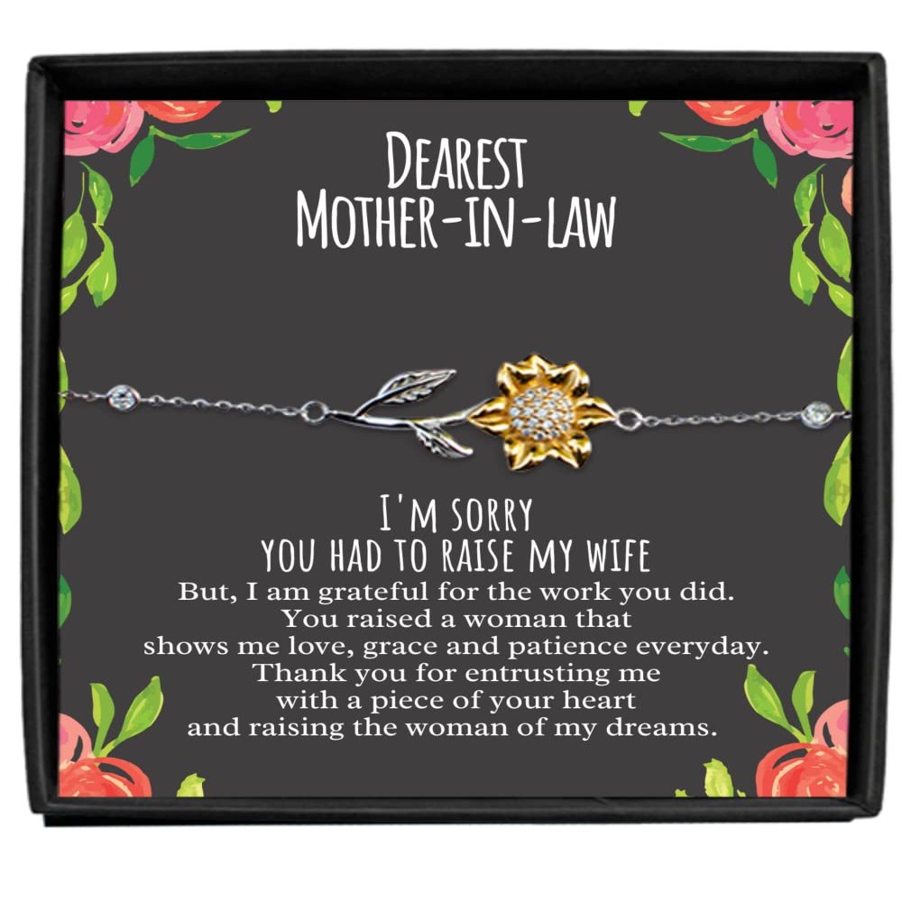 Gift for Mother in Law at Wedding, from Son in Law, MIL bracelet funny gift for Mother-in-Law, Mother's Day, Christmas, Sunflower Bracelet