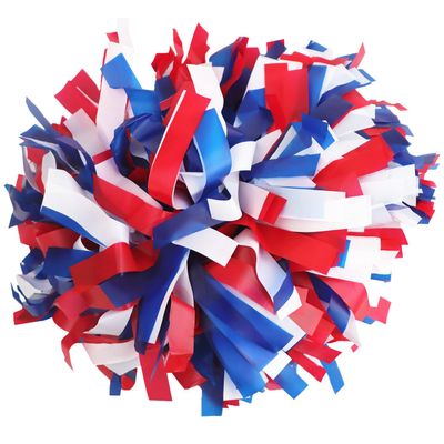 Gbateri 2 Pieces 6 Inches Plastic Cheerleading Pom Poms with Baton Handle, Cheerleader Pom Poms, Cheering Pom Poms Cheer Pompoms for School Spirit Dance Party Cheering Squad(Royal Blue/Red/White)