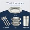 Unique Complete Messware Kit Polished Stainless Steel Dishes Set| Tableware| Dinnerware| Camping| Buffet| Includes - Cups | Plates| Bowls| Cutlery| Comes in Mesh Bags (Single Person Set Orange) view 3