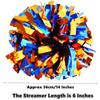 Gbateri 2 Pieces 6 Inches Metallic Cheerleading Pom Poms with Baton Handle, Cheerleader Pom Poms, Cheering Pom Poms Cheer Pompoms for School Spirit Dance Party Cheering Squad(Royal Blue and Orange) view 2