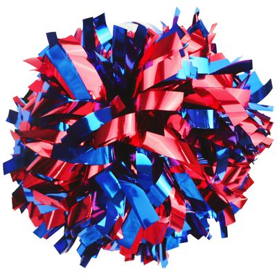 Gbateri 1 Pair Metallic Cheerleading Pom Poms with Baton Handle,Royal Blue and Red Pom Poms Cheerleader Cheering Pom Poms for Girl Adults School Sports Games Team Spirit Cheer Dance Party(6 Inches)