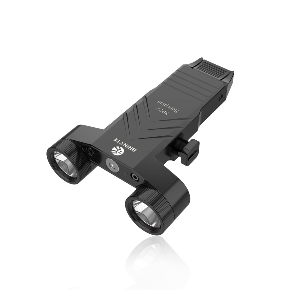 Brinyte XP22 1300 Lumens LED Tactical Flashlight with Strobe, Low Profile Compact Picatinny Light with Built-in Pressure Switch, Magnetic USB Rechargeable, Black