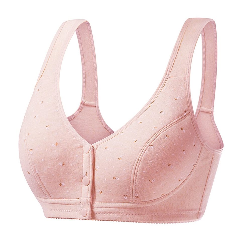 Telusu Wire Free Cotton Bras for Women Large Size Underwear Full Coverage Soft Cup Bralettes Elastic Sleep Bra Tank Tops (Color : Pink, Size : 105/46BC)