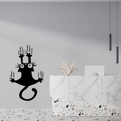 Cute Halloween Sticker of Black Cat with Claws - Halloween Decoration with Black Cat for Laptop, Phone, Window - Halloween Stickers with Black Cat for Kids 46x77 inches inches