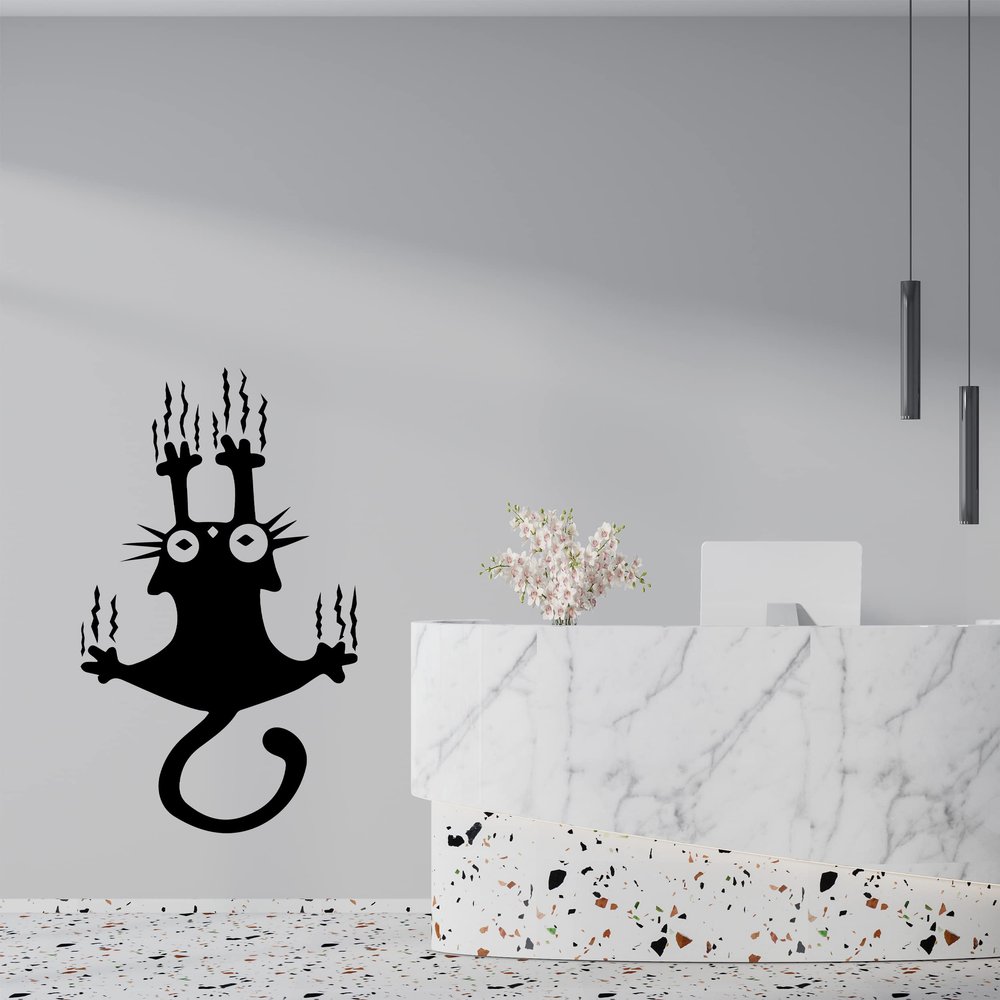 Cute Halloween Sticker of Black Cat with Claws - Halloween Decoration with Black Cat for Laptop, Phone, Window - Halloween Stickers with Black Cat for Kids 46x77 inches inches
