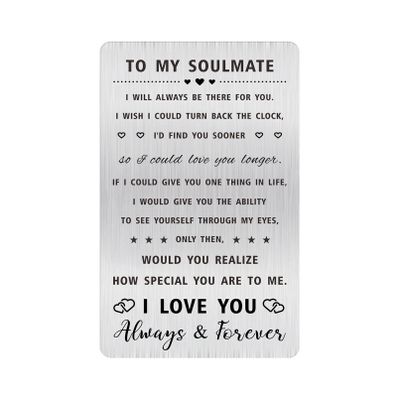 Alotozo To My Soulmate Valentine's Day Gifts - Soulmate Gifts for Him Men Her Women - I Love You Soulmate Wallet Card