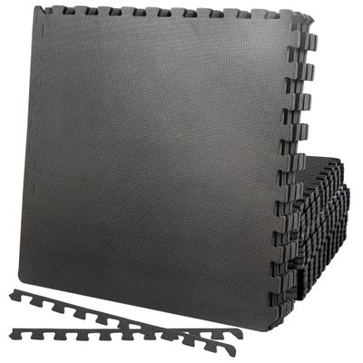 HomGarden Puzzle Exercise Mat 1/2 EVA Interlocking Foam Floor Mats for Exercise Equipment Home Gym Workout Mat(48 Tiles) Black