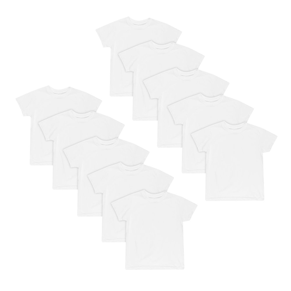 Hanes Boys Eco White Crew Undershirts, 10 Pack, Size M