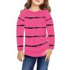 Kids Girls Tunic Tops Crewneck Blouse T-Shirt Soft Striped Long Sleeve Casual Pullover (02-Hot Pink, 10-11 Years) view 1